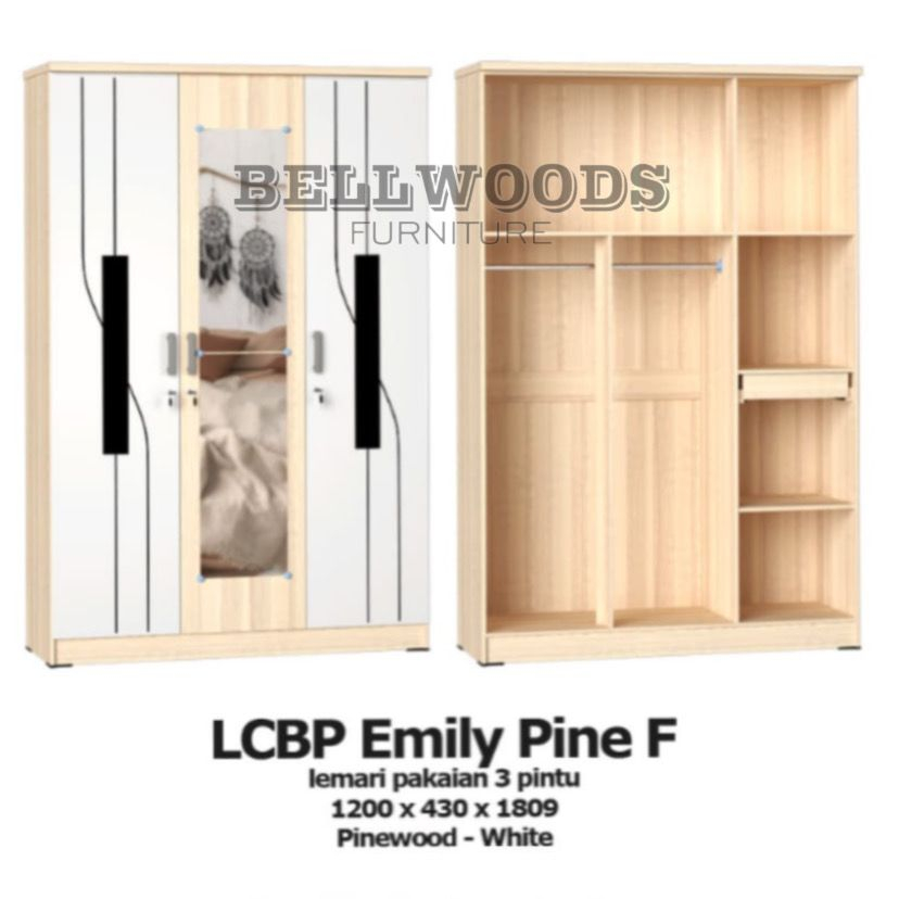 (SUDAH RAKIT) LEMARI PAKAIAN PARTIKEL 3 PINTU / LEMARI BAJU 3 PINTU