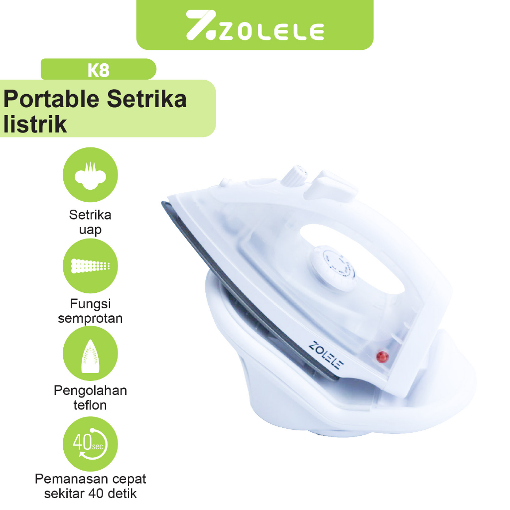 ZOLELE K8 Setrika listrik Gosokan Pakaian Setrika Pakaian Iron Trisonic Portable