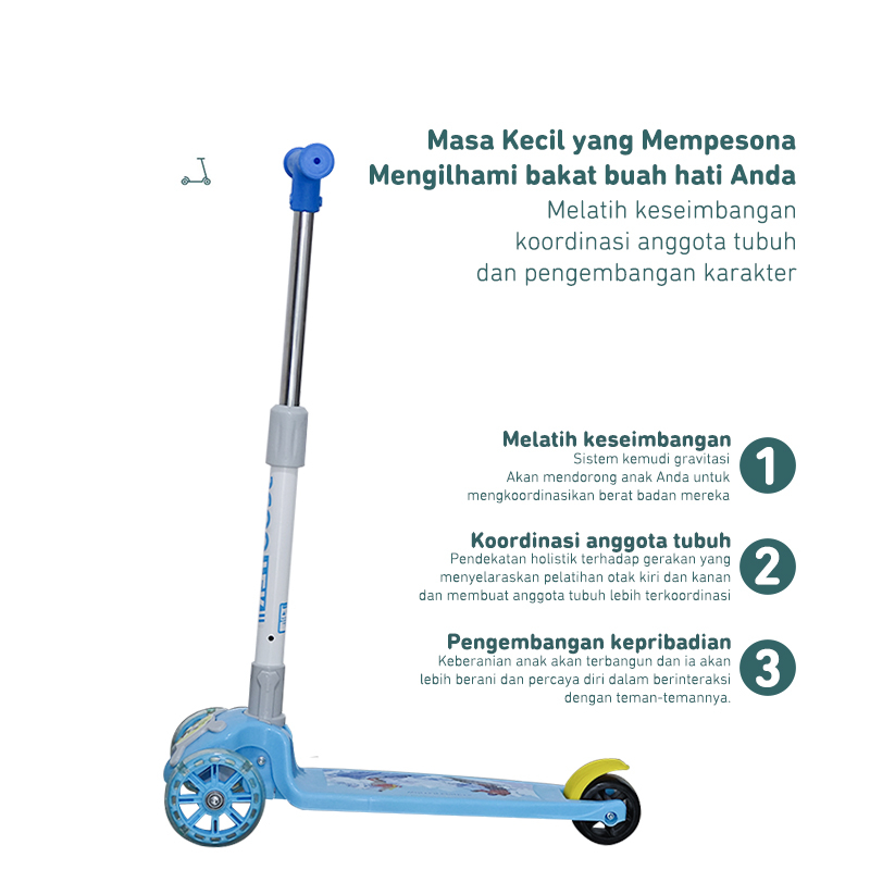 DADAWARD Skuter Anak Scooter Otoped LED KickBoard Mainan Anak Roda 3