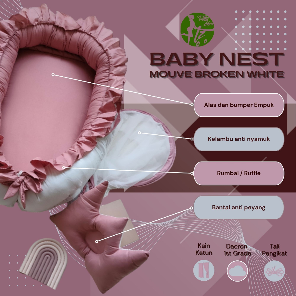Paket hemat babynest ruffle dan kelambu bantal anti peyang kasur bayi rumbai kado lahiran murah terbaik