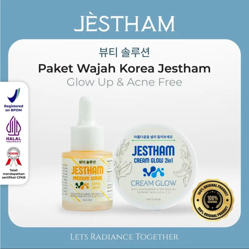 (Ready Stok) PAKET WAJAH KOREA JESTHAM ( CREAM KOREA JESTHAM + SERUM GOLD PREMIUM JESTHAM )