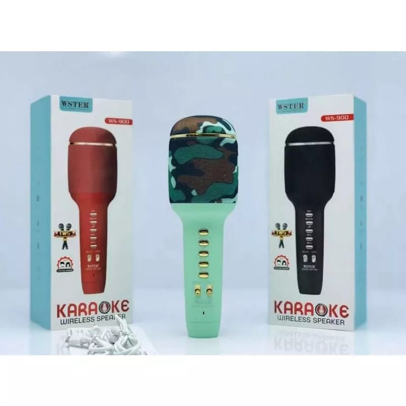 Mic Bluetooth Karaoke WS-900 Microphone Karaoke Bluetooth Wster WS 900 Original