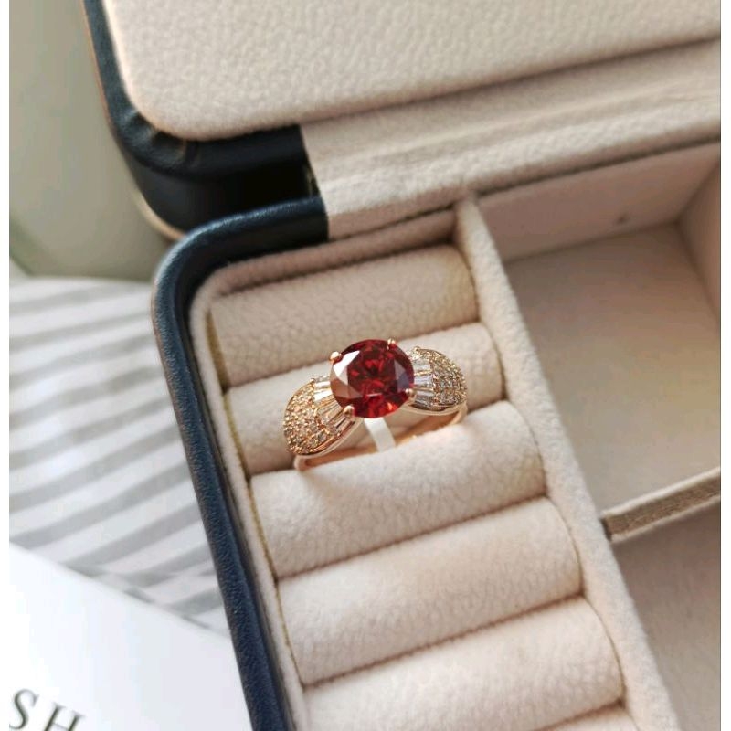 cincin permata merah anti karat lapis emas asli