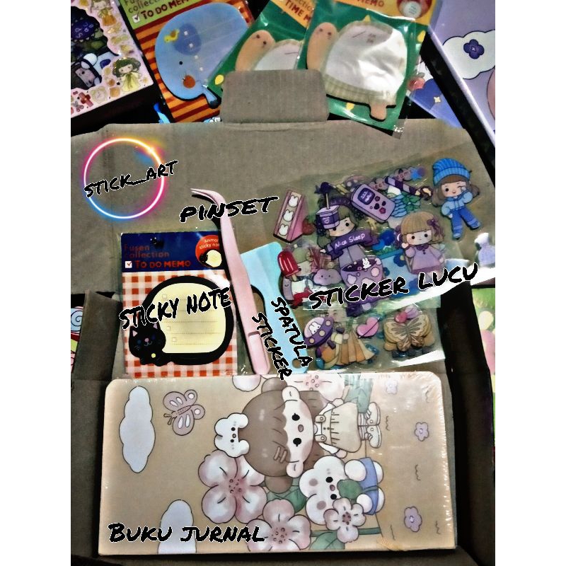 

Paket buku journaling/sticker Korea lucu/sticker aesthetic,sticky note