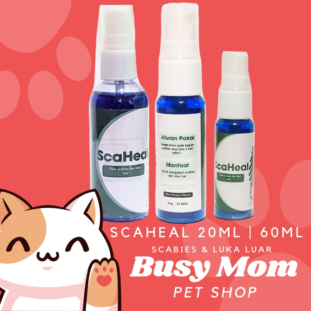 Scadix Spray 60ml | Scaheal 60 ml | Scaheal 20 ml Obat Kulit Infeksi Gatal Anti Scabies Kudix Luka Semprot Kucing Cat Kitten 60 ml