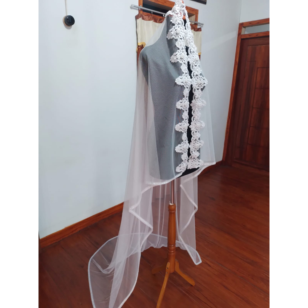slayer pengantin BORDIR PANJANG 2 METER kerudung pengantin hijab pengantin elegan | slayer pengantin