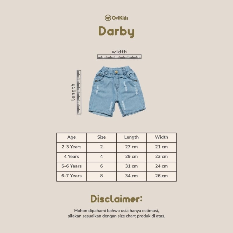 OVI KIDS - DARBY CELANA OVIKIDS - CELANA PENDEK ANAK - CELANA PENDEK OVI KIDS - CELANA JEANS ANAK