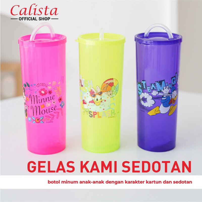 TEMPAT MINUM CALISTA GELAS KAMI SEDOTAN 450 ML BOTOL TEMPAT MINUM PLASTIK ANAK KARAKTER