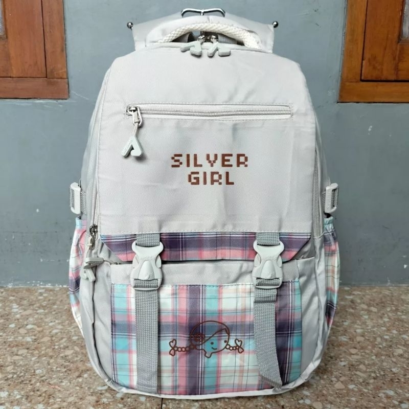 Tas ransel sekolah silver girl alto import anak sekolah perempuan