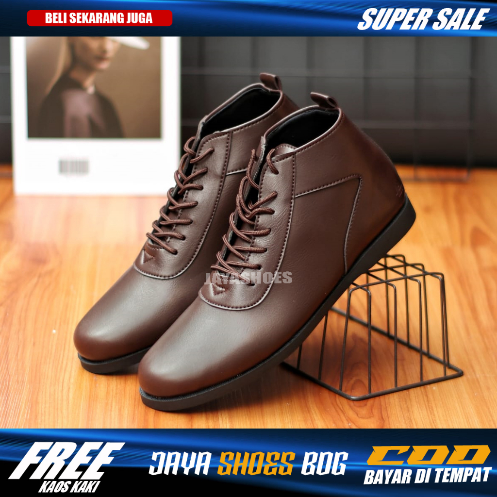 XERXES Sepatu Boots Pria Casual Original Pantofel Hitam Kerja Kantoran Simple