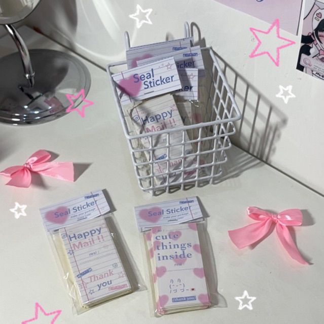 

soyaw.space seal sticker happy mail stiker resi nama untuk packing paket aesthetic 4 x 8 cm