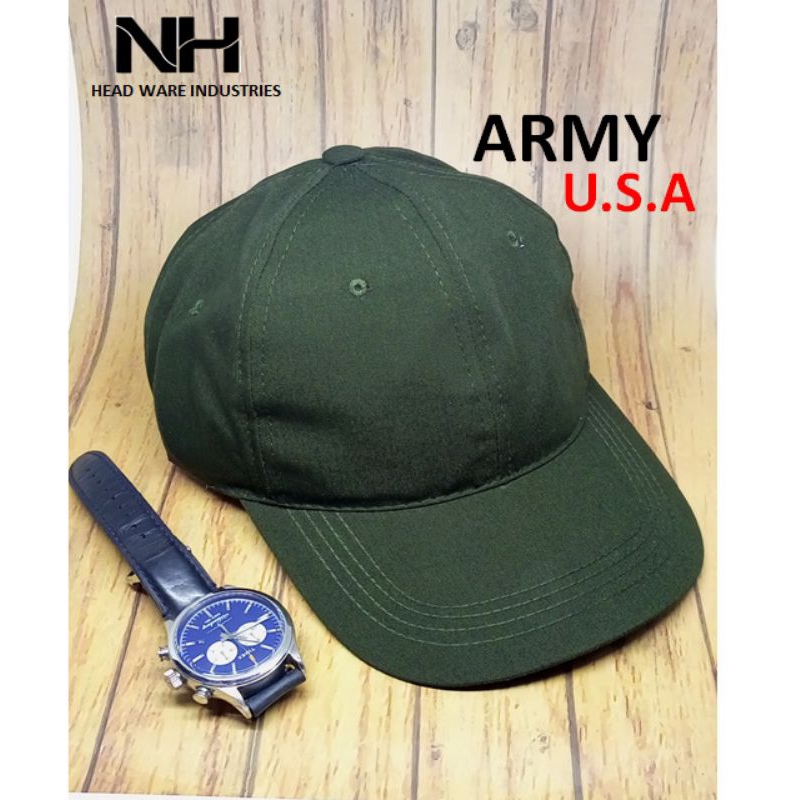 Topi Baseball Polos Hijau Army