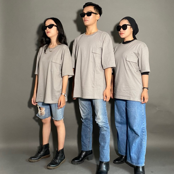 RAABIHA | Kenzie Oversize  Couple Pocket Polos | Kaos couple | Oversize Unisex | Kaos Polos Oversize