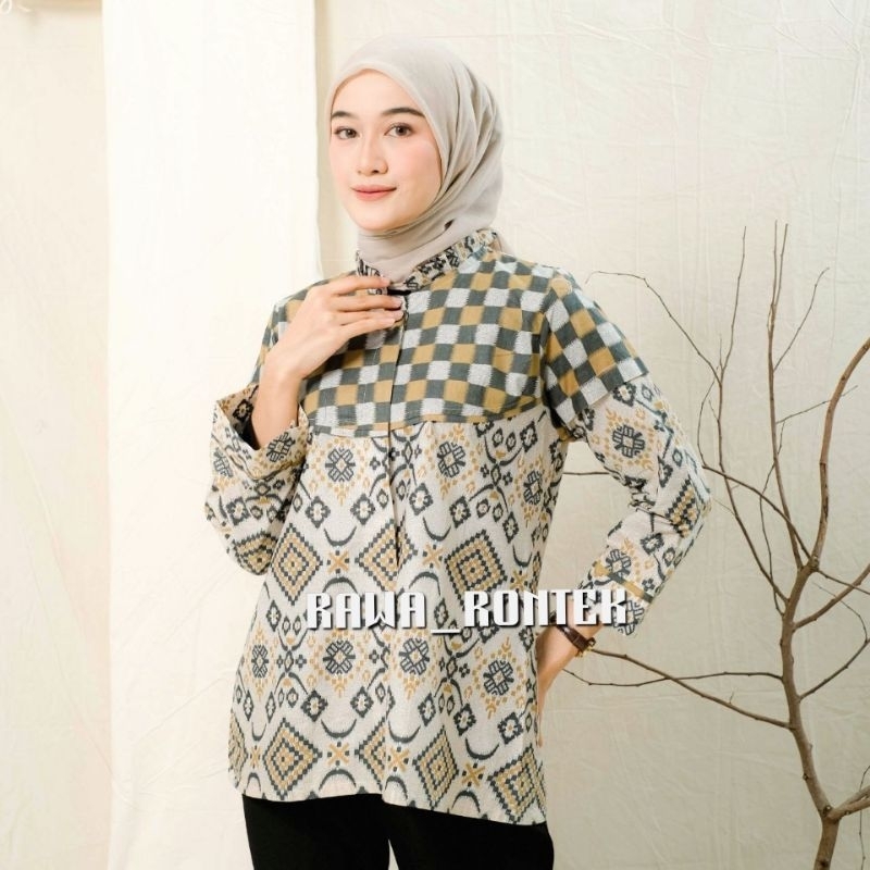 BAJU BATIK WANITA MODERN MONALISA GENES M,L,XL asli PEKALONGAN