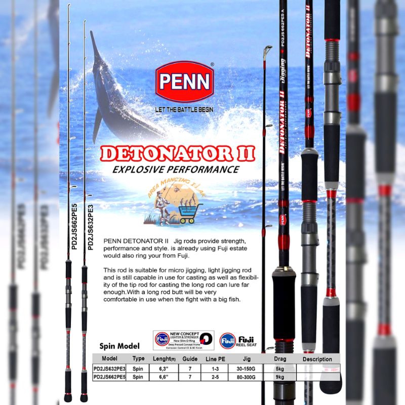 Joran PENN DETONATOR II SPINNING - Jigging & Popping Rod
