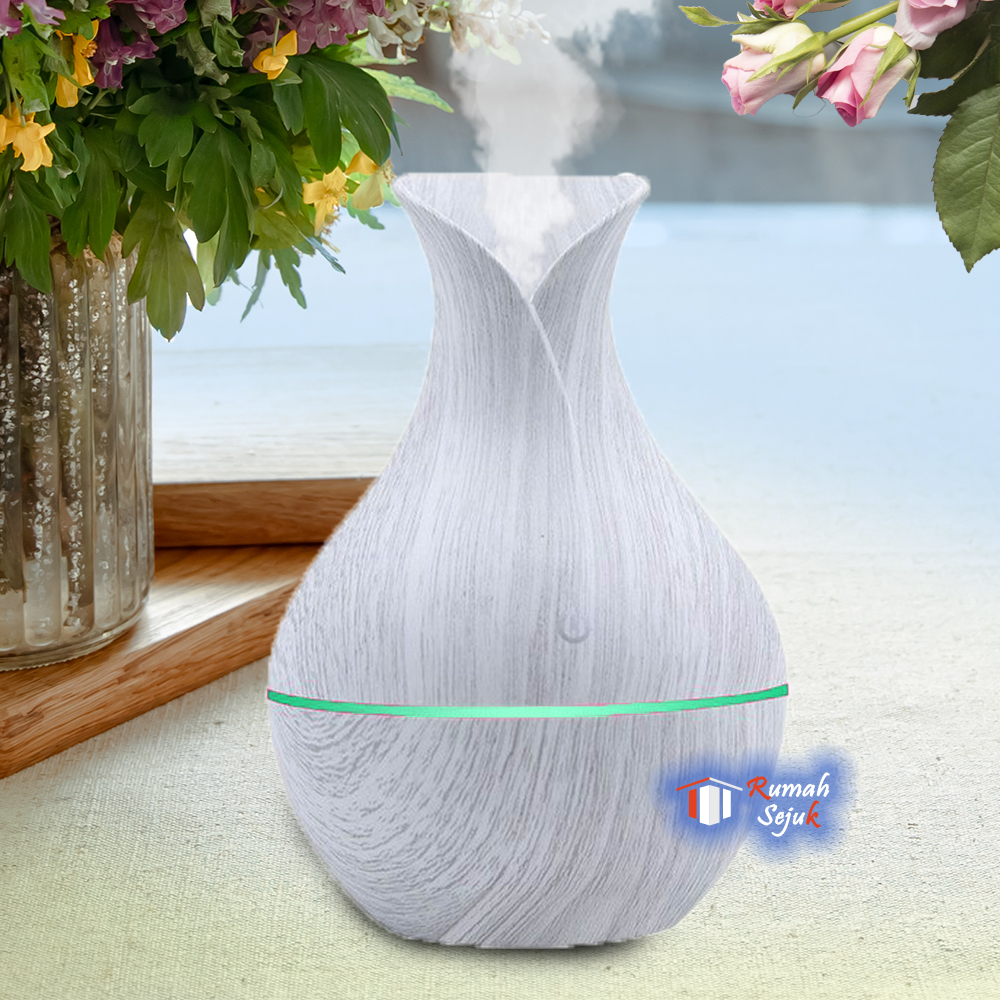 Humidifier Diffuser Aromaterapi Essential Oil Aromatherapy Disfuser Ultrasonic Pelembab Udara Pengharum Ruangan Vase Putih