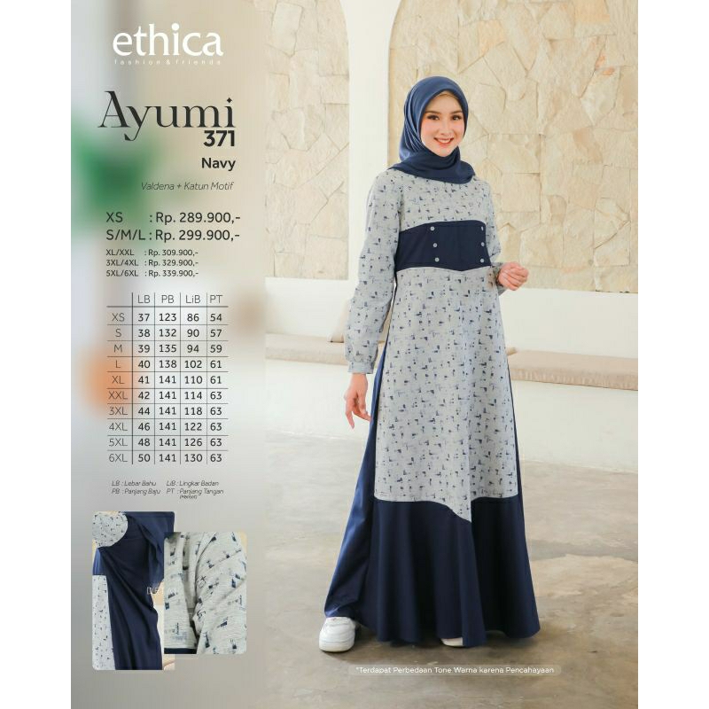 Ethica Ayumi 371 Navy Ethica Ayumi 371 Purple Baju Muslim Gamis Dress Premium Terbaru Ori Lebaran 2023