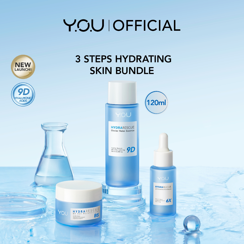 YOU HydraRescue 3 Step Hydrating Skin Bundle | HydraRescue Essence 120 ml | HydraRescue Moisturizer | HydraRescue Serum