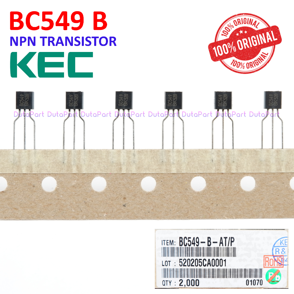 BC549B BC549 ORIGINAL KEC KOREA NPN Transistor BC 549 B TO-92