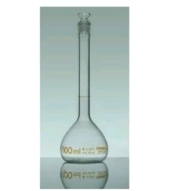 LABU UKUR 100 ML IWAKI TUTUP GLASS VOLUMETRIC FLASK 100 ML IWAKI GLASS STOPPER