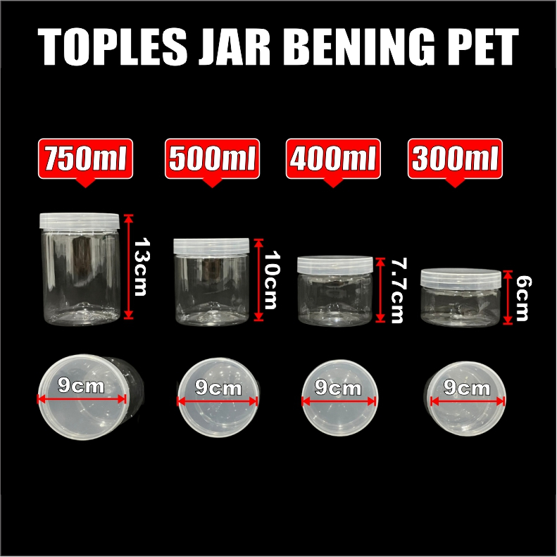 Toples Plastik Jar Silinder Bening Pet 300ml Per Pcs Tempat Kue Kering