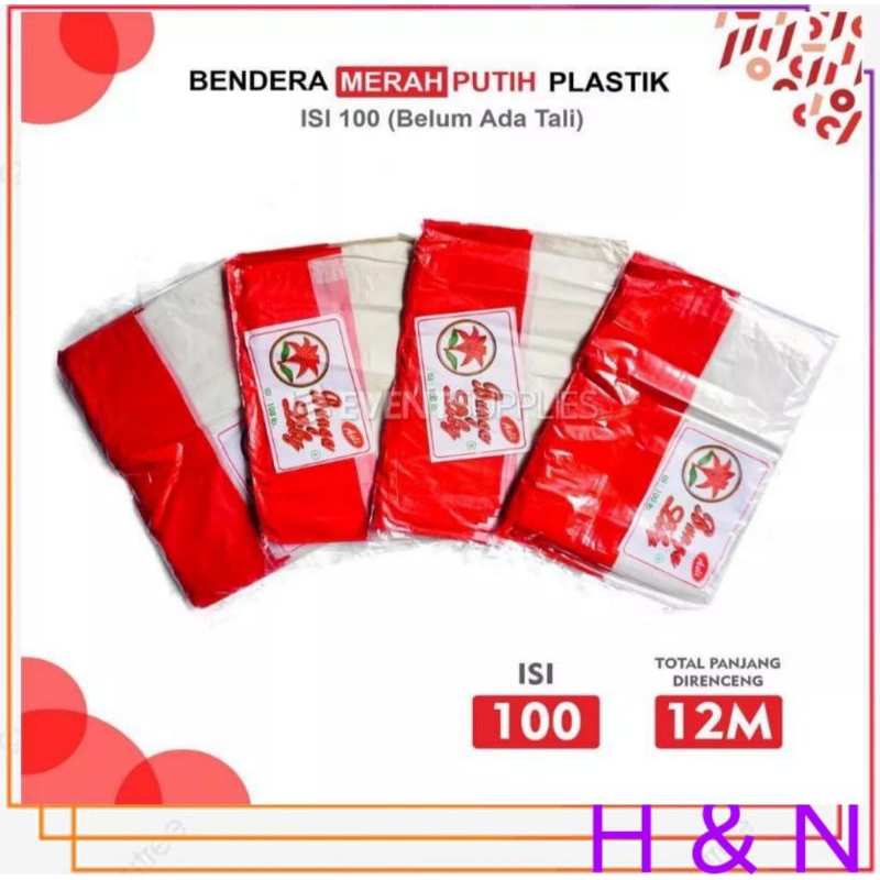 100 LEMBAR. BENDERA MERAH PUTIH PLASTIK MINI BENDERA INDONESIA
