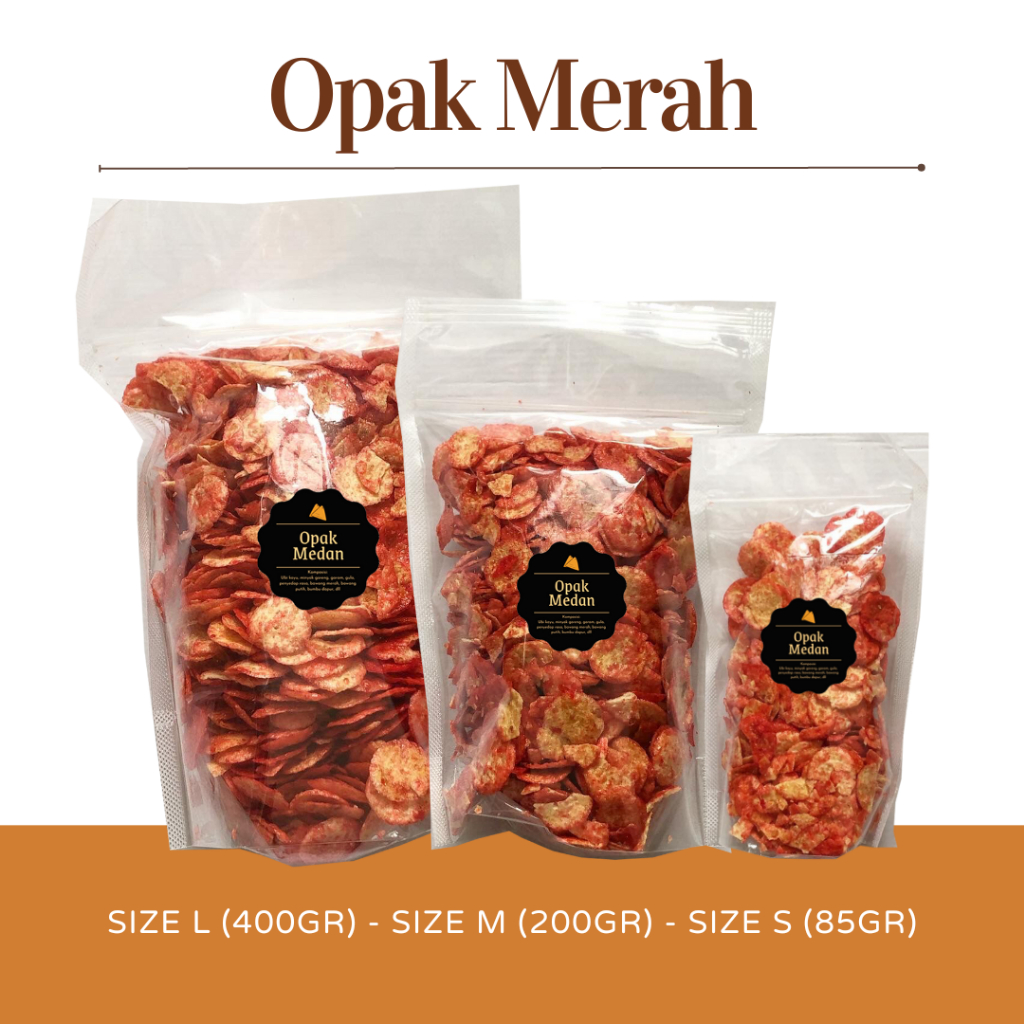 [DELISH SNACKS] Opak Medan (M) 200gr / Snack Cemilan Camilan Pedas Manis / Opak Singkong Mini Merah / Kuning