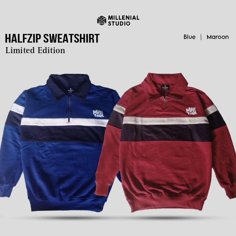 HALFZIP SWEATSHIRT MILLENIAL NAVY MAROON | JAKET HALFZIPPER TRITONE LIMITED EDITION | SWEATER RESLET
