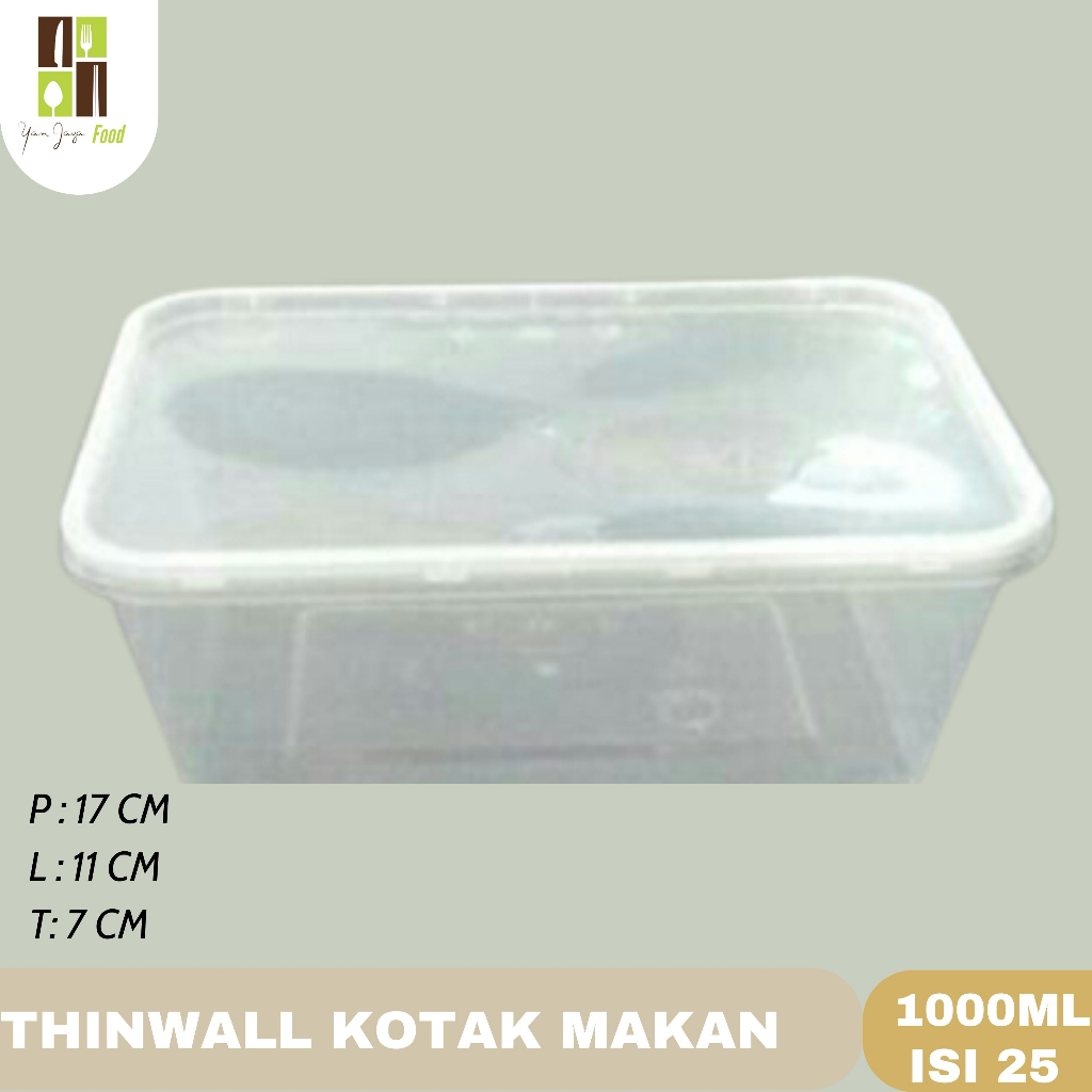 Thinwall Deemak DM 1000ml Rec /Persegi Panjang Makan Plastik / Wadah Plastik