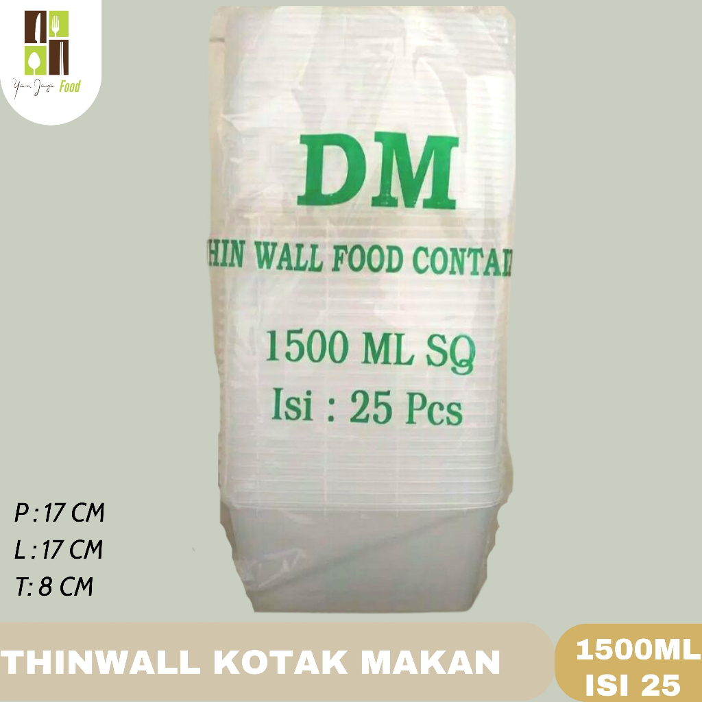 Thinwall Dee Mak DM 1500ml SQ / Kotak Makan Plastik / Wadah Plastik