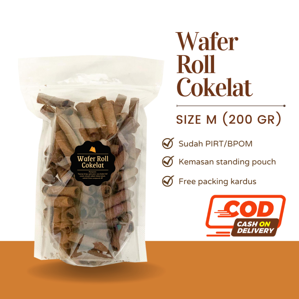 [DELISH SNACKS] Wafer Roll (M) 200gr Cokelat / Stroberi / Vanilla / Blueberry / Pandan / Susu / Snack Cemilan Manis