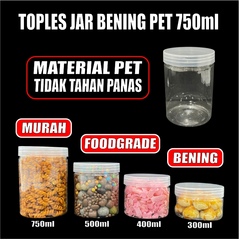 Toples Plastik Jar Silinder Bening Pet 750ml Per Bal Semua Jasa Kirim