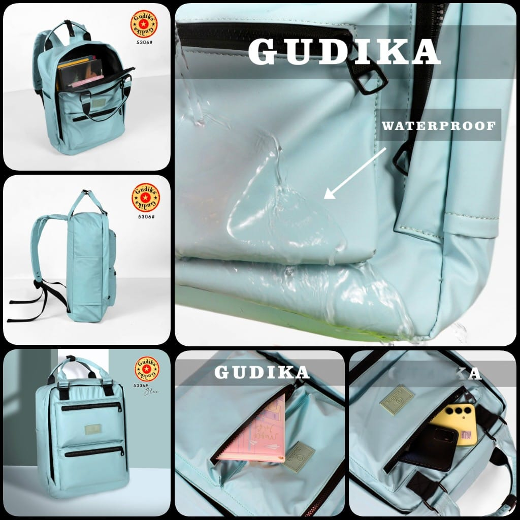 GUDIKA Sophia 5306 - Tas Laptop Backpack Ransel Nylon Waterproof 14 inch Tas Laptop Macbook Selempang Hand Strap - Ransel Kasual Bahan Nilon Anti Air Untuk Outdoor/Travel/Hiking/Sekolah/Hadiah