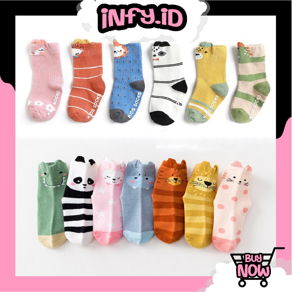 INFY - Kaos Kaki ANTI SLIP Anak Bayi Panjang Motif Lucu Kaus Kaki Fashion Korea Socks Import Murah KK076