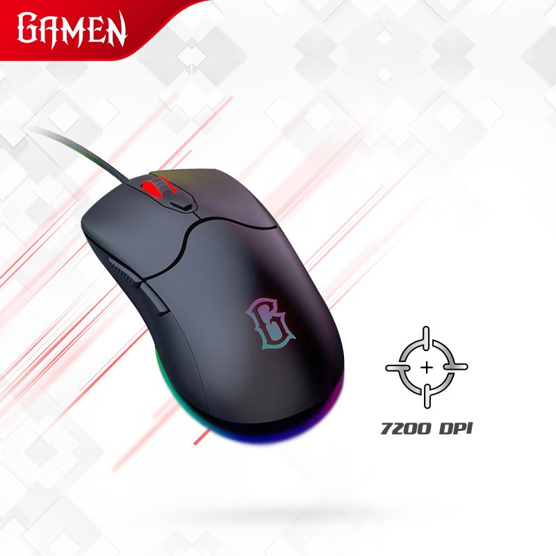 MOUSE GAMEN GM200 RGB Light - Mouse Gaming Macro Wired 7200DPI BLACK