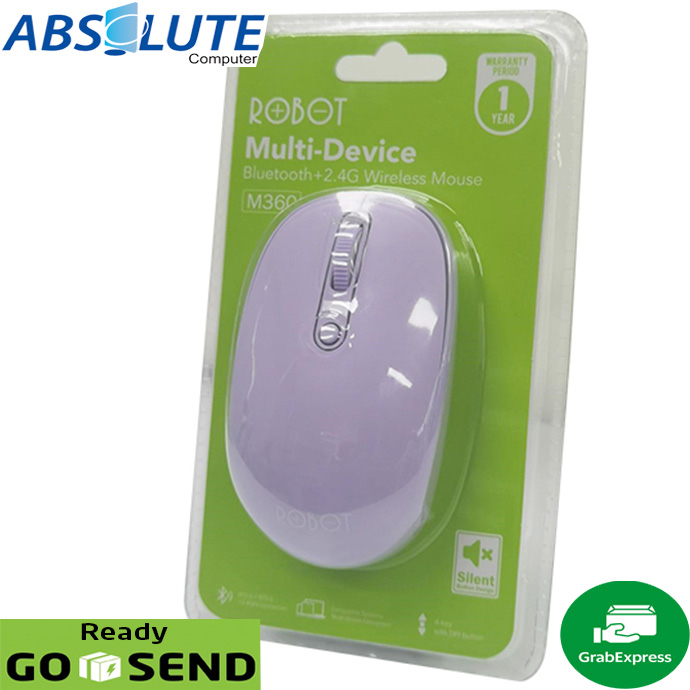 Robot M360 Silent Bluetooth USB Wireless Purple Original M 360 Mouse