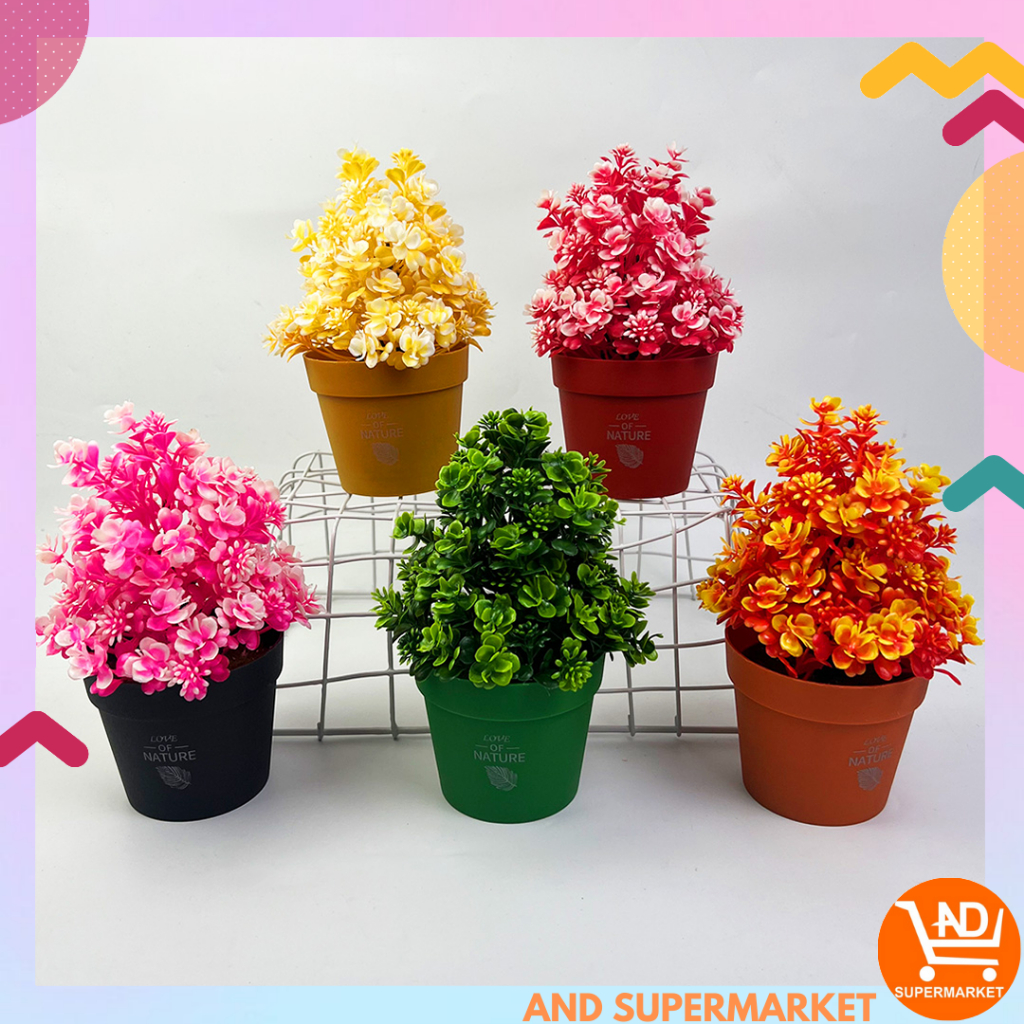 AND / COD / Bunga Hias Plastik Dekorasi Rumah Pot Bunga Hias Mini Import Tanaman Hias Palsu Artificial Flowers PBP143