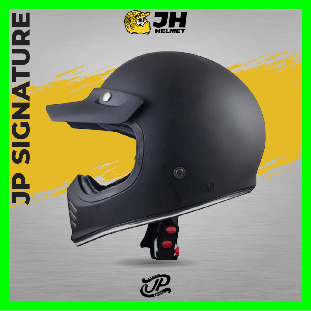 Helm  JP Retro Signature Solid Hitam Black Doff Full Face  ( JPX / Vespa / Klasik )