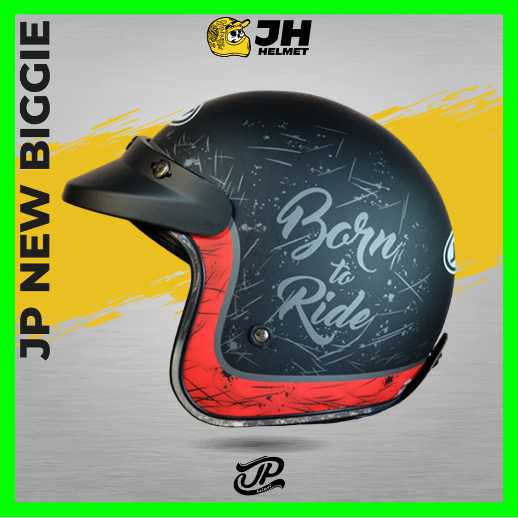 Helm Retro JP New Bigie Born To Ride Black Doff | Helm JPX Retro Half Face | JUAL HELM