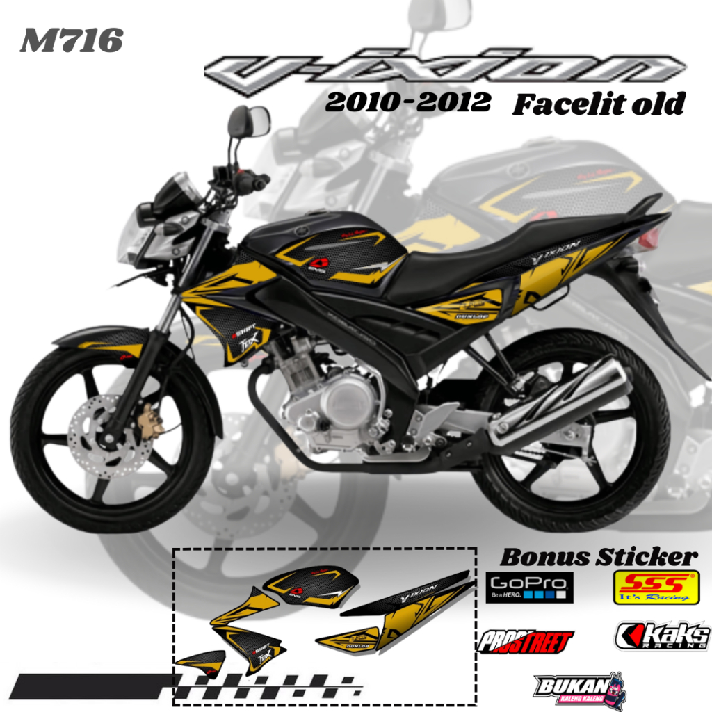 Lis Stiker Striping Yamaha Vixion Facelift Lawas 2010 M716 List Sticker Aksesoris Variasi Modifikasi