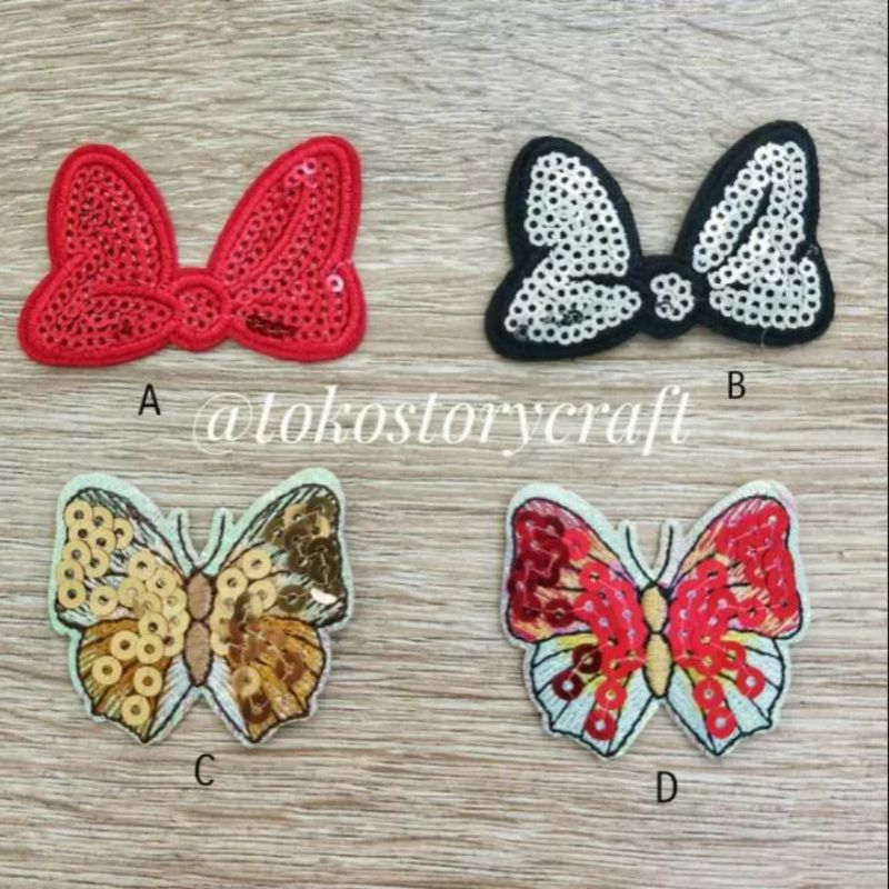 IRON PATCH BUTTERFLIES RIBBON/EMBLEM BORDIR KUPU-KUPU