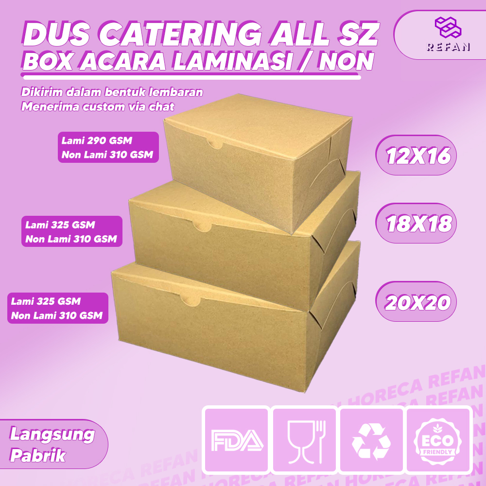 BOX KOTAK NASI COKLAT / DUS KATERING KRAFT / SNACK BOX COKLAT 325 GSM