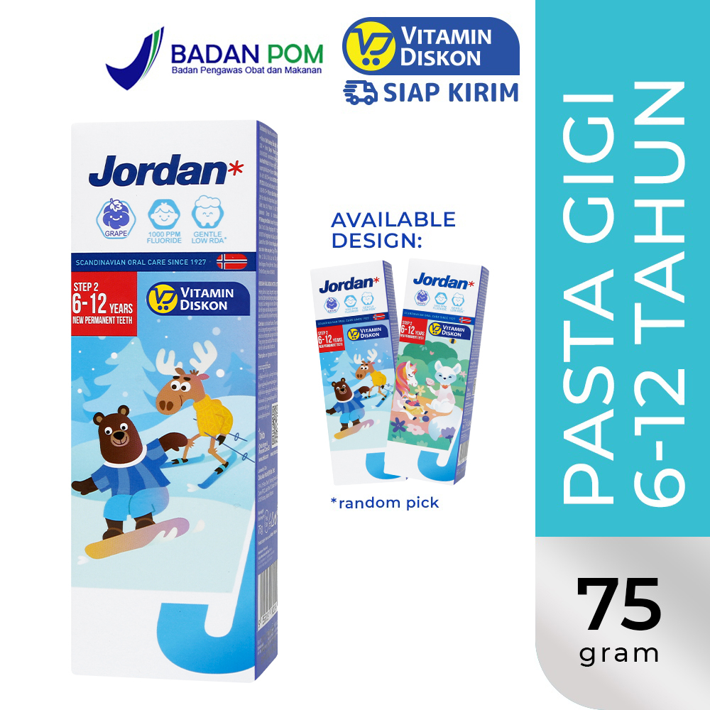 Jordan Kids Toothpaste New Permanent Teeth Step 2 (6-12 Years) 75G | Pasta Gigi Anak Usia 6-12 Tahun