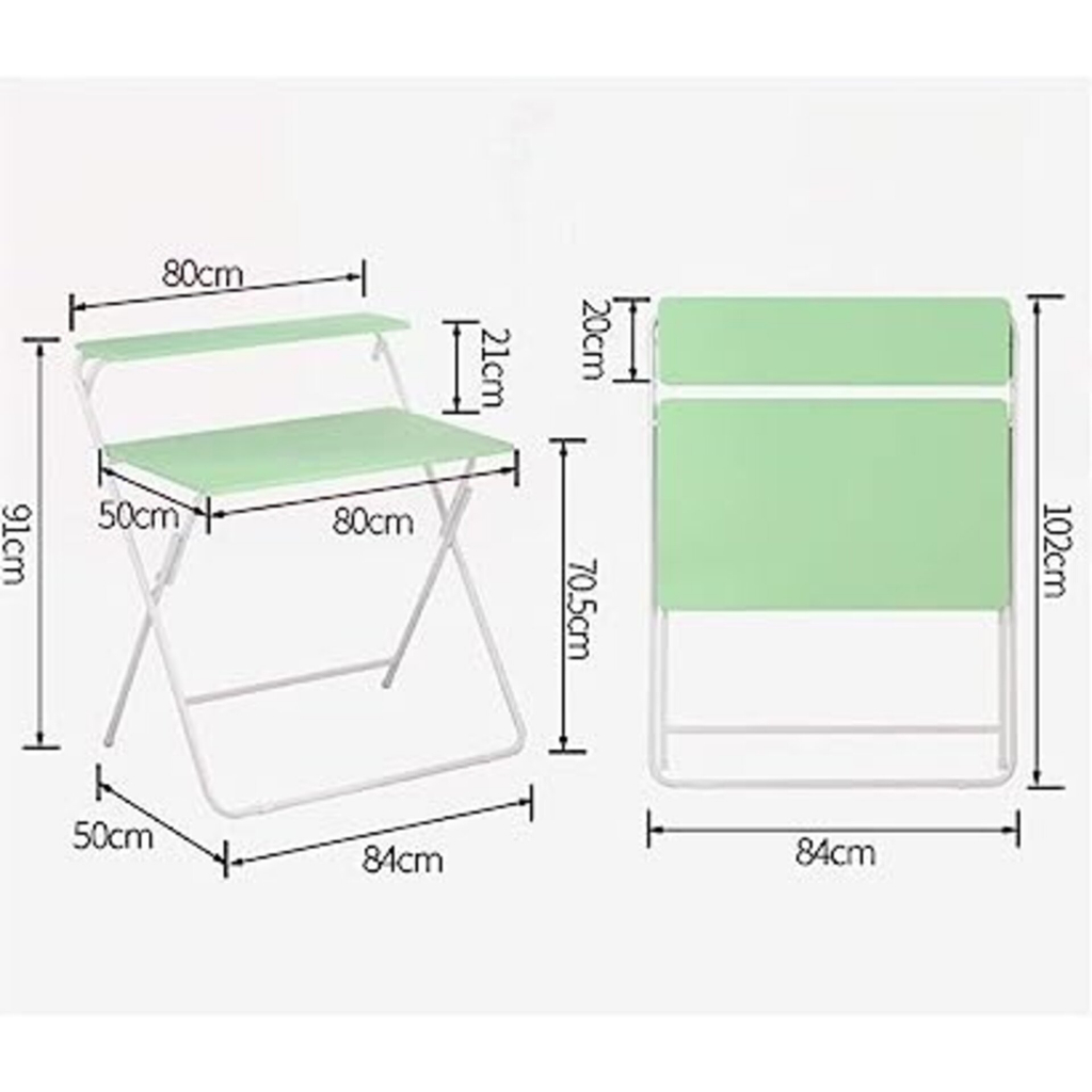 Meja Komputer Meja Lipat Kayu MDF 2 Tingkat Modern Meja Belajar Portable Serbaguna