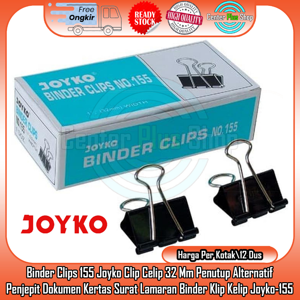 

Binder Clip Klip Kertas 155 Joyko Klip Penjepit Kertas Bebas Karat Clips Klip Penjepit Jepit Kertas Joyko 32 Mm Penjepit Dokumen Surat Lamaran Penutup Alternatif Penjepit Kertas Binder Klip Kelip Joyko-155 Per Kotak\12 Dus
