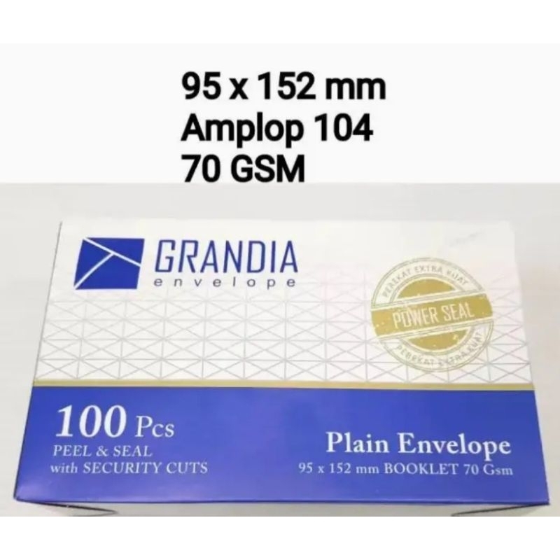 

Amplop urah merk. GRANDIA putih 104 isi 100 lembar