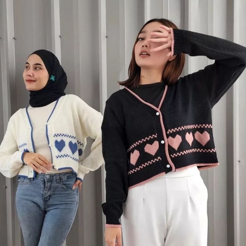 OUTWEAR LOVA CROOPE OUTER | RAJUT CARDIGAN CROP WANITA TRENDY MURAH | CARDIGAN RAJUT KANCING CROP WANITA