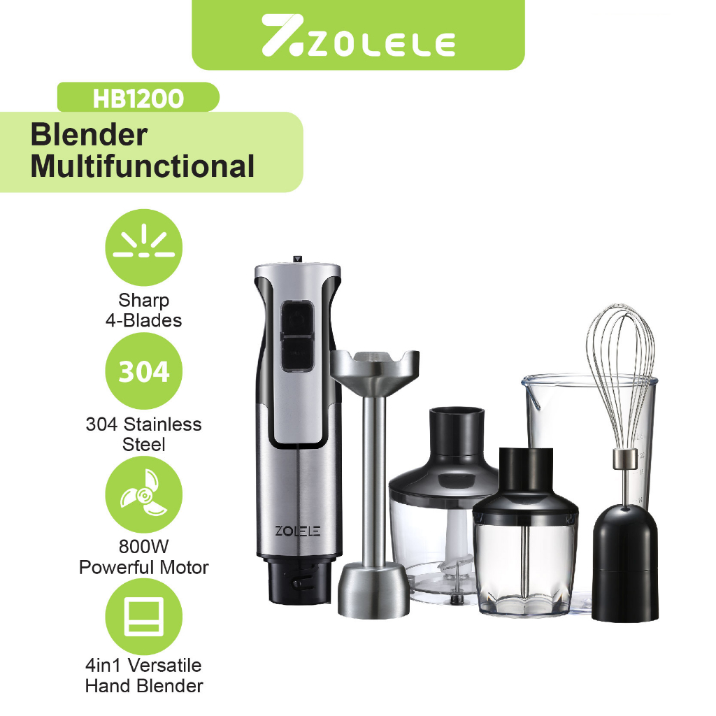 ZOLELE HB1200 4-in-1 Multifunctional Mixer Immersion Blender 800W Handheld Cooking Stick