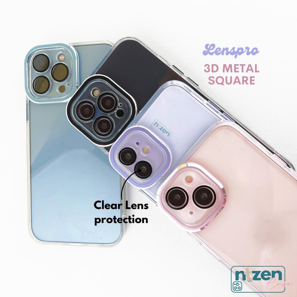 Case Iphone LENSPRO METAL 3D SQUARE 13 Pro Max 12 Pro Max 11 Pro Max 14 15 PLUS 16 Pro Max 17 Air