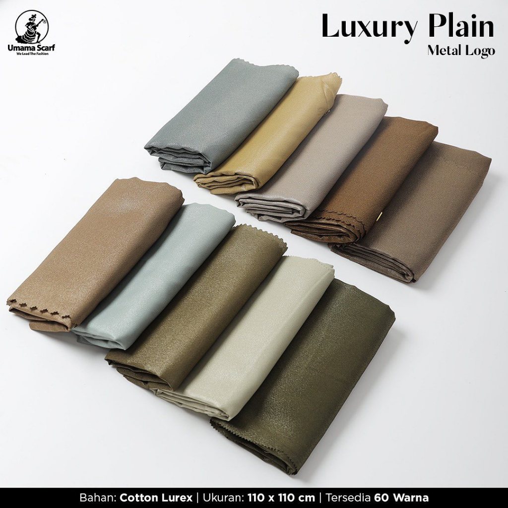 LUXURY PLAIN PART 3 - HIJAB SEGIEMPAT GLOWING COTTON LUREX LASERCUT UMAMA METAL LOGO